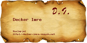 Decker Imre névjegykártya